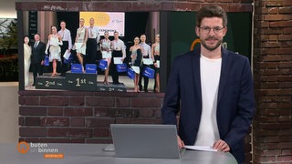 Sportblitz-Moderator Niko Schleicher im Studio.
