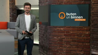 Moderator Niko Schleicher im Sportblitzstudio