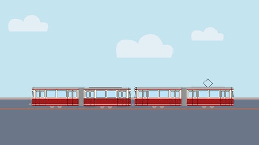 Illustration eines Straßenbahn-Zugs.