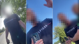 Drei Auschnitte aus einem Video, in dem ein Mann mit einer Frau streitet