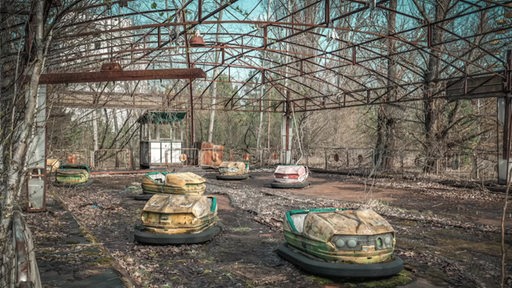Verlassener Autoscooter in Tschernobyl.