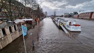 Hochwasser in Bremen an der Schlachte