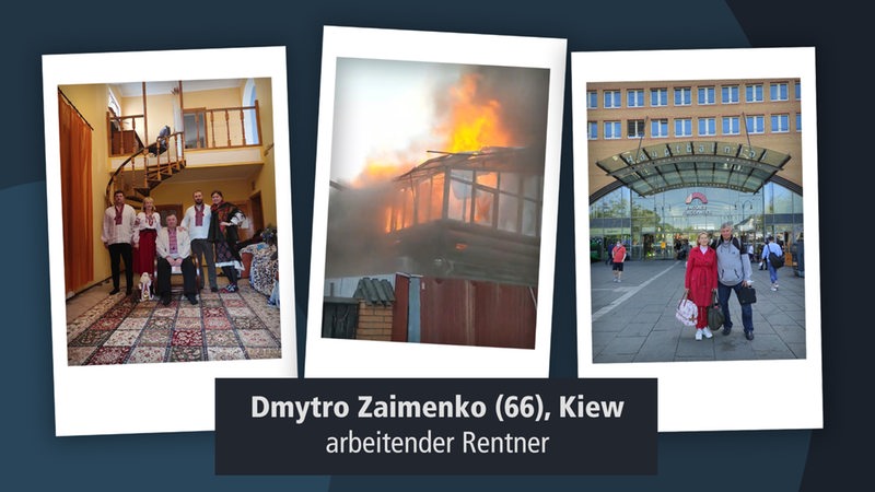 3er Collage mit Bildern von Dmytro Zaimenko, Rentner aus Kiew