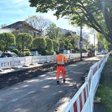 Baustellenabsperrungen entlang des Osterdeichs zwischen Altenwall und Mozartstraße