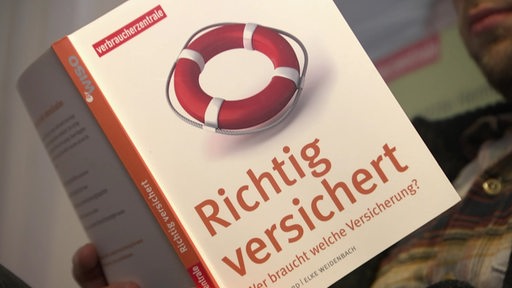 Das Cover eines Buches der Verbraucherzentrale mit einem Rettungsring und dem Titel: "Richtig versichert".