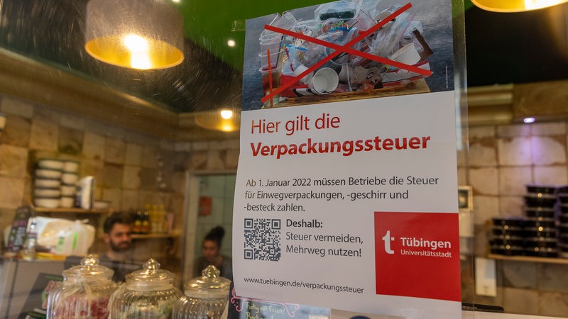 Hinweis auf Verpackungssteuer in Tübingen