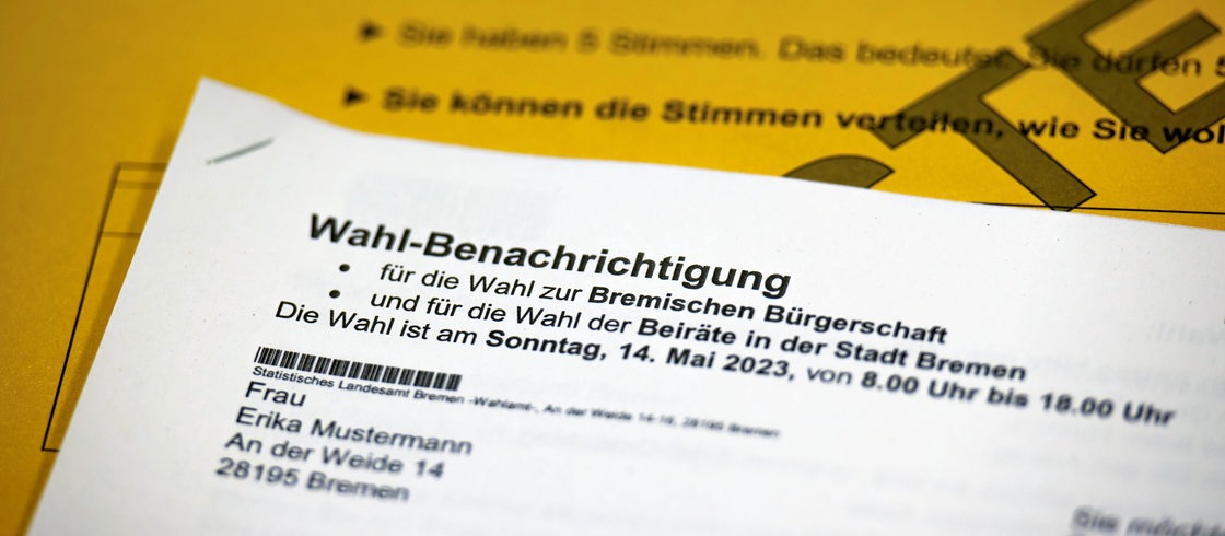 Muster einer Wahl-Benachrichtigung für die Wahl zur Bremischen Bürgerschaft 