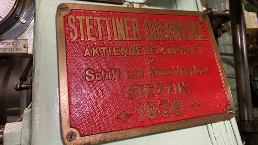 Schild auf der Wal: Stettiner Oderwerke-Aktiengesellschaft/Stettin 1938