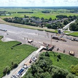  Blick auf die Baustelle der neuen Friesenbrücke.