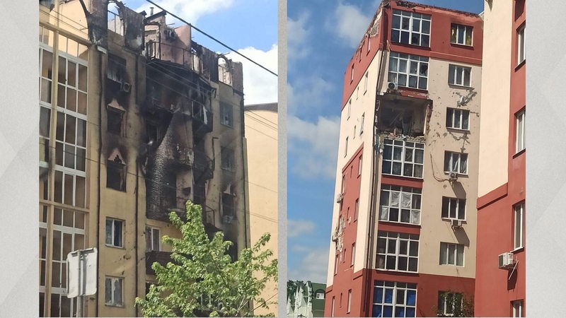 Zerstörte Wohnhäuser in Kiew