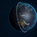 Eine Grafik zeigt die Umlaufbahn von Satelliten, die täglich Bilder von der Erde liefern sollen.