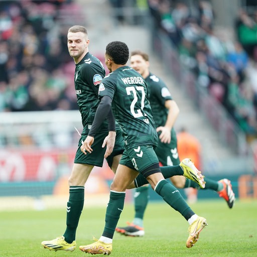 Werder-Spieler Marvin Ducksch bejubelt seinen Treffer gegen Mainz.
