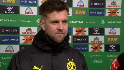 Niclas Füllkrug im Interview nach dem Spiel zwischen Werder und Borussia Dortmund.