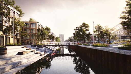 Entwürfe zeigen das geplante Werftquartier in Bremerhaven.