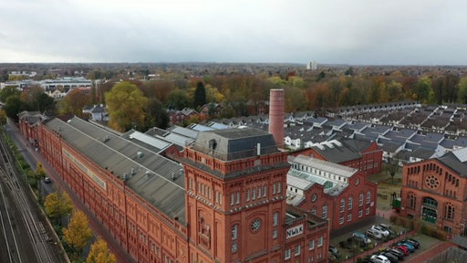 Luftbild des Geländes der Wollkämmerei in Blumenthal.