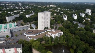 Das Aalto-Hochhaus aus der Vogelperspektive.